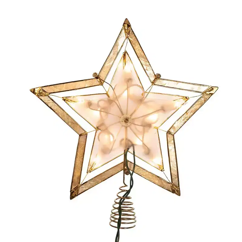 Kurt Adler 10-Inch 5-Point Large Star with Smoke Capiz Treetop