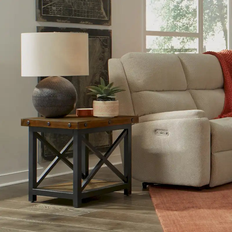 Brown Solid Acacia Wood End Table