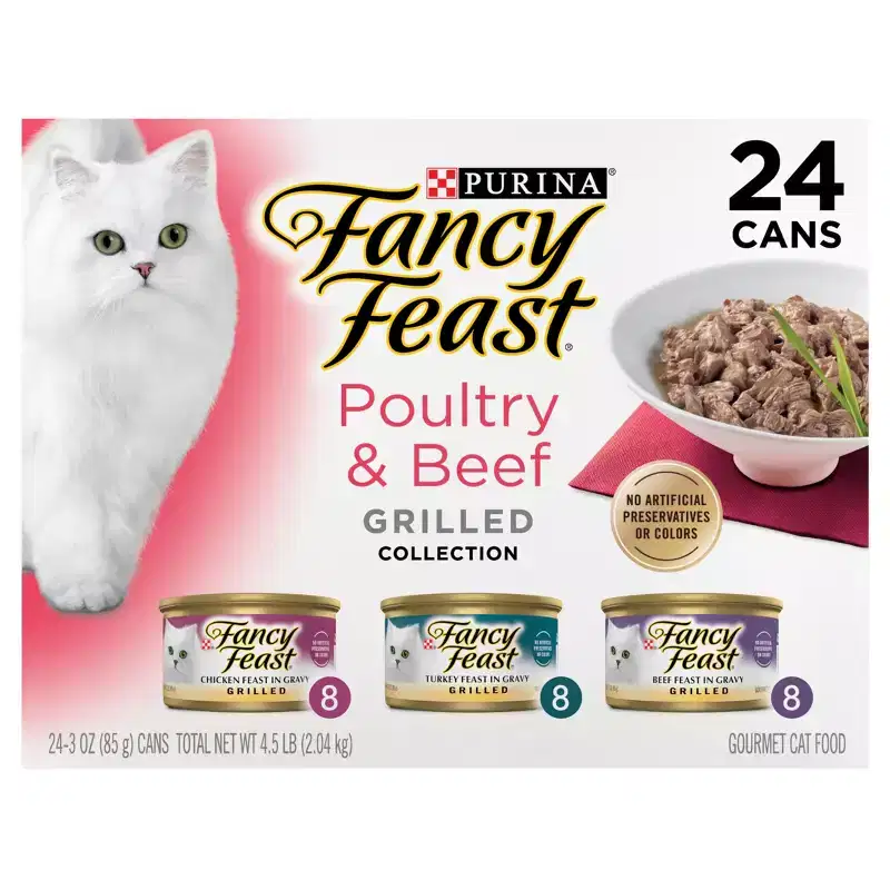 Purina Fancy Feast Grilled Variety Pack with Chicken, Turkey & Beef Flavor Wet Cat Food Cans - 3oz/24ct