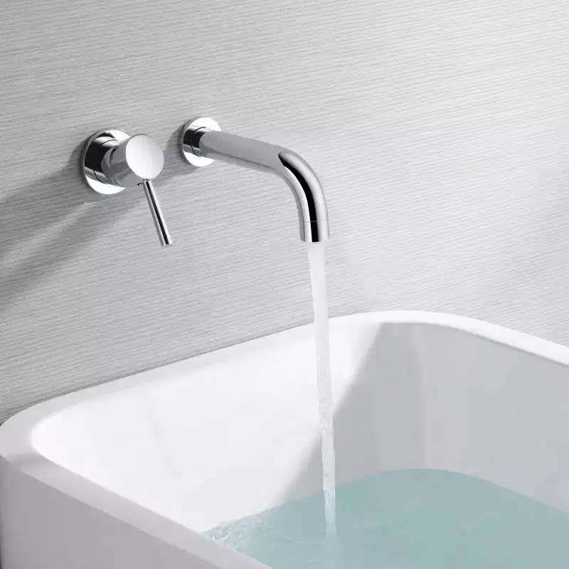 Sumerain Wall Mount Tub Faucet Chrome Bathtub Faucet Set with Left-Handed Handle and Rough in Valve