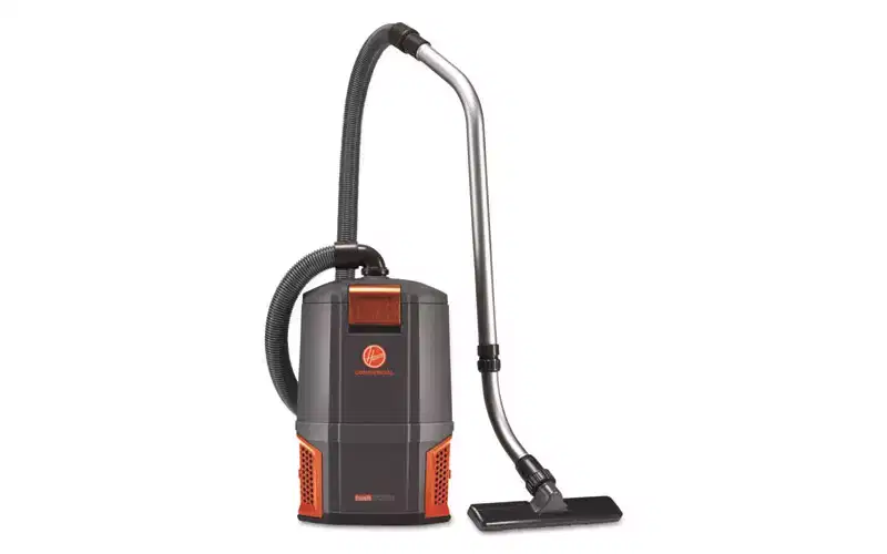 Hoover Commercial HushTone Backpack Vacuum, 6 qt Tank Capacity, Gray/Orange