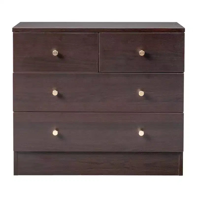 26 3-Tier 4-Drawer Dresser �C Matte Gold Handles, Particle Board, Minimalist