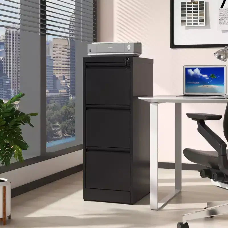 VIYET 52H 3-Drawer Metal Vertical File Cabinet with Lock,Steel Filing Cabinet for Home Office,Fits A4/Legal/Letter
