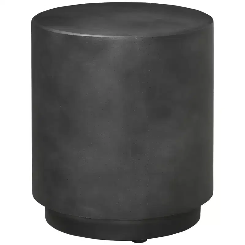 Round Concrete Finish Accent Side Table with Adjustable Feet, Indoor/Outdoor