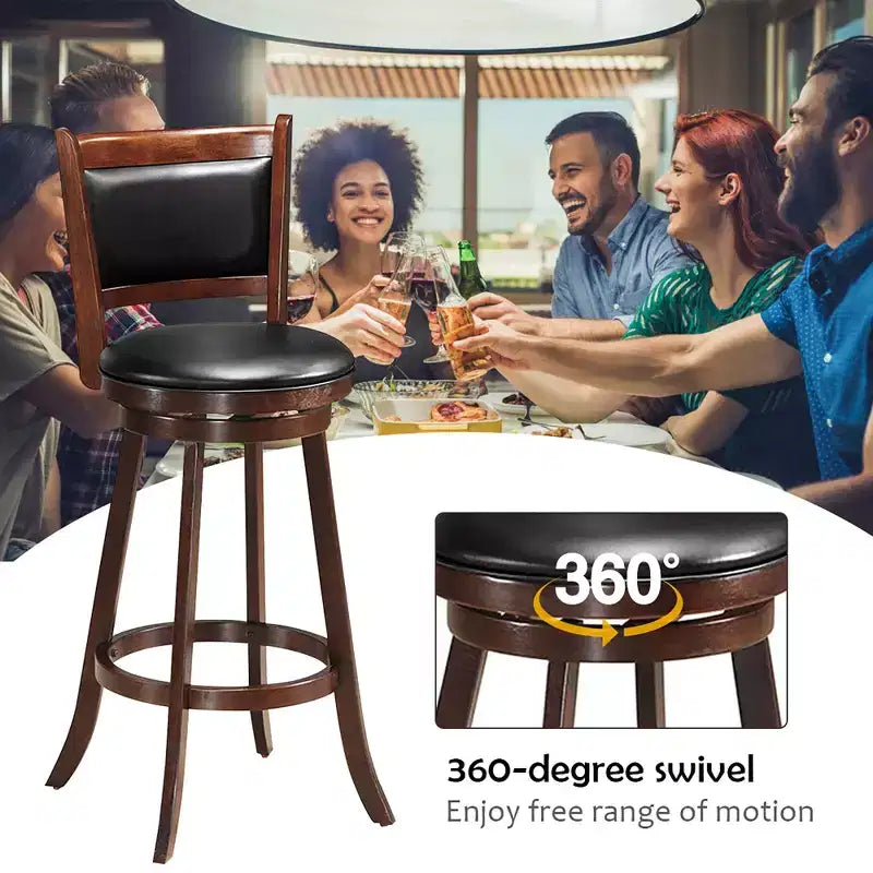 3pcs Pub Table Set 30'' Round Bar Height Table & 2pcs Swivel Bar Stools