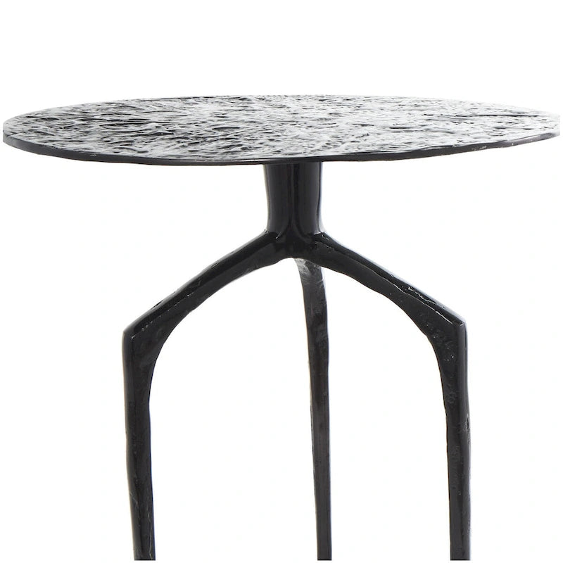 Aluminum Metal Geometric Slim Textured Side End Accent Table