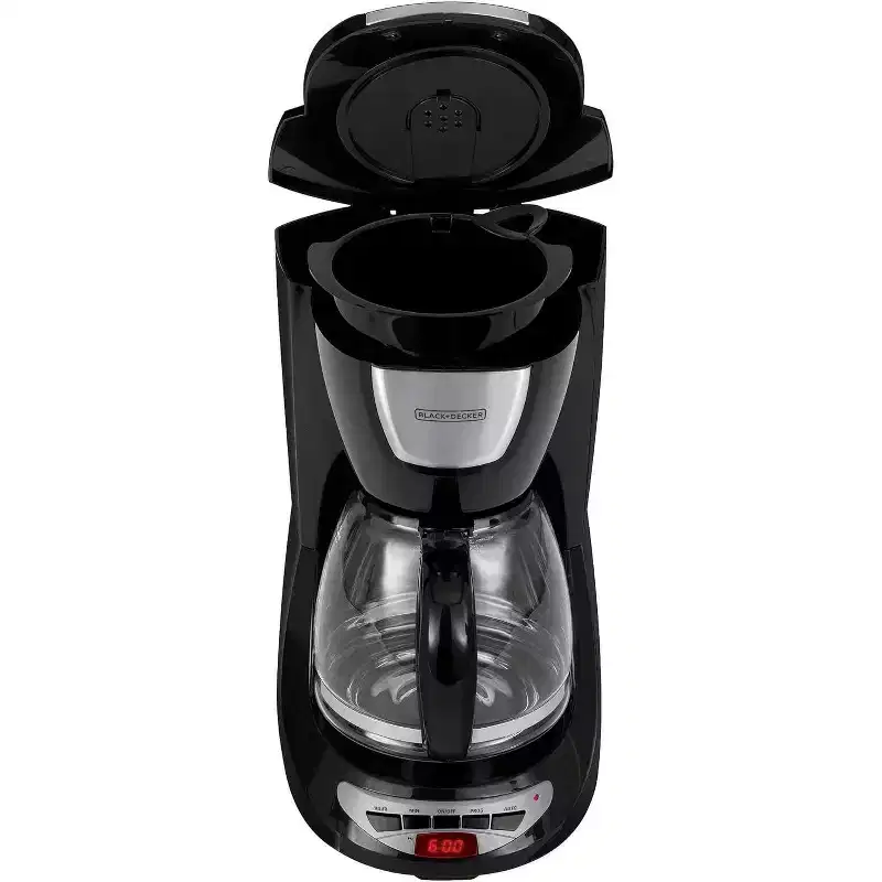 BLACK+DECKER 12-Cup Programmable Coffee Maker, DCM100B, Duralife Carafe, Easy-View Water Window, Removable Filter Basket
