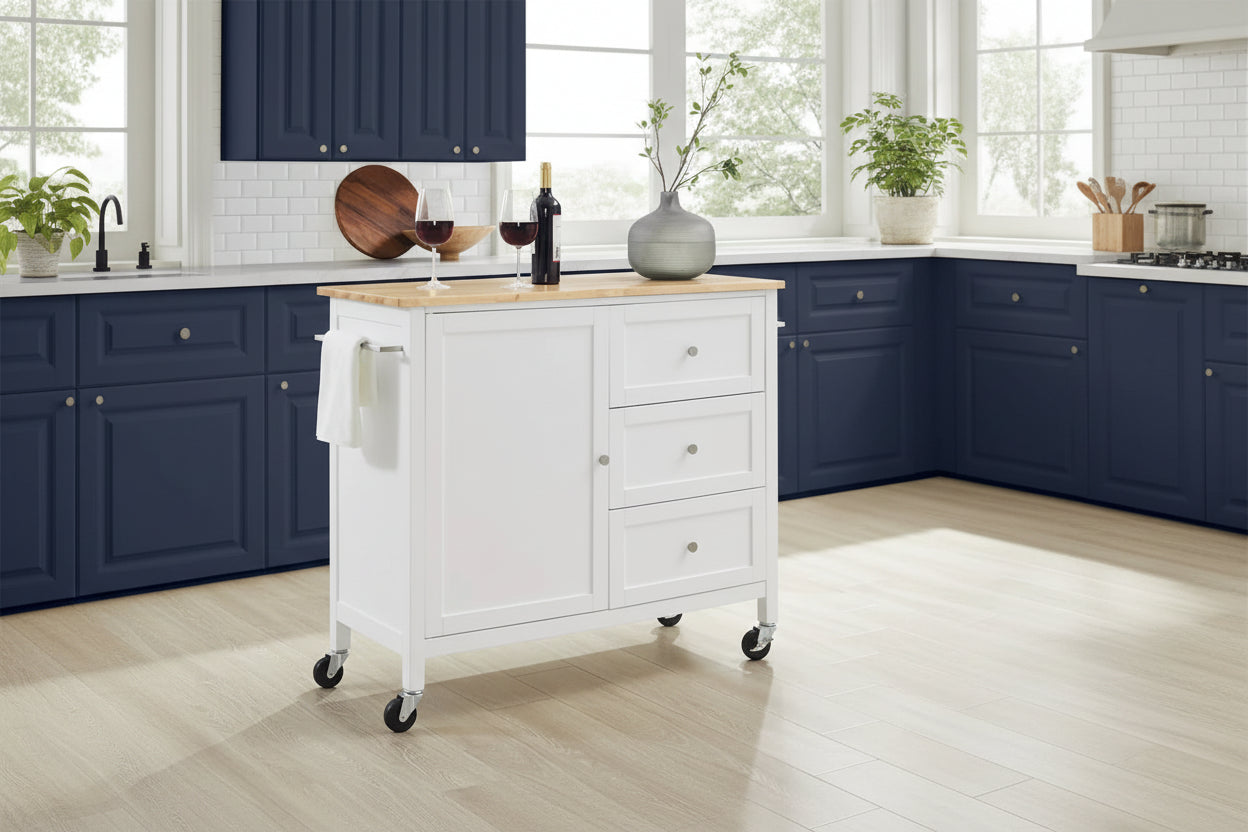 Wood Top Kitchen Island/Cart - 18d x 42.13w x 37.5h