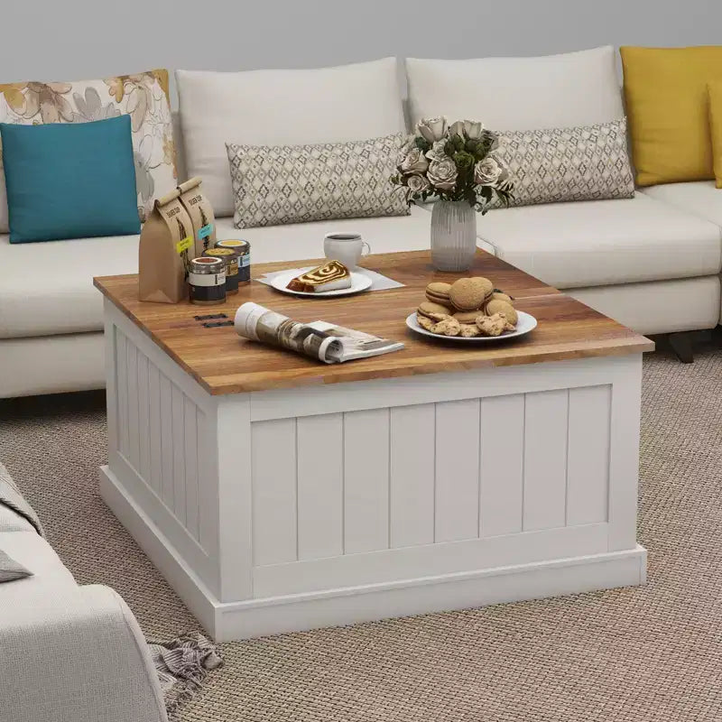 Coffee Table, Modern Wood Center Table with Hidden Storage, 2 Hinged Lift Tops, Side/Sofa Table for Living Room, Bedroom, Home Office