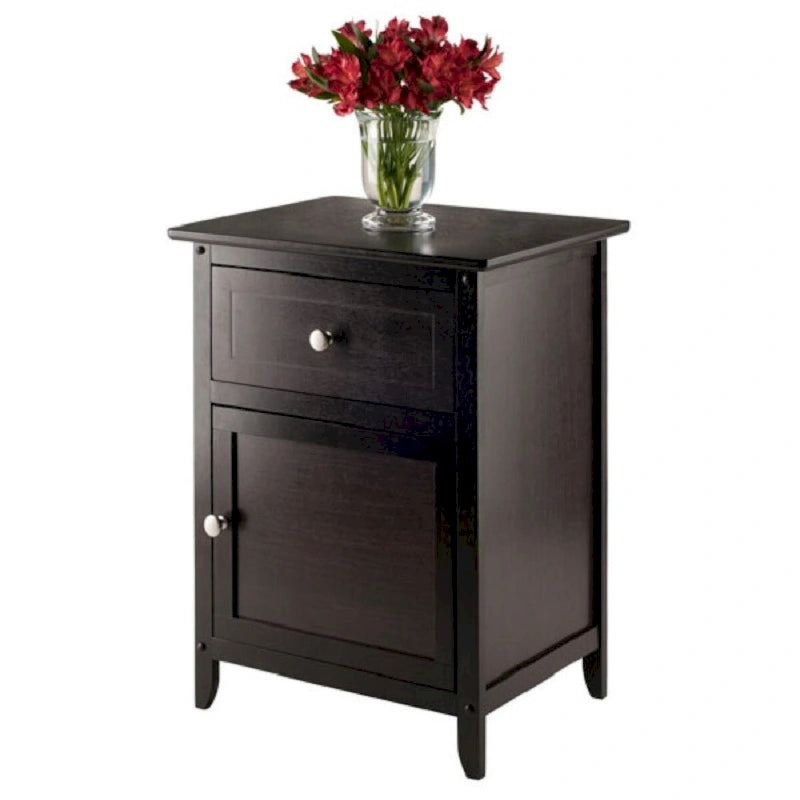 25 Espresso Brown Wooden Accent Table with Drawer