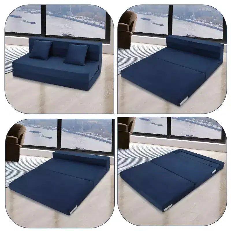Versatile Convertible Folding Sofa Bed - Double Size 4-in-1 Lazy Floor Futon Couch with Pillows, High-Density Foam, collapsible Sleeper Lounge