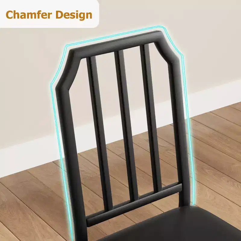 Dining Table Set for 4, Kitchen Table and Chairs for 4 with with Chamfer Design, 5 Piece Dining Room Table Set with Cushion Seats