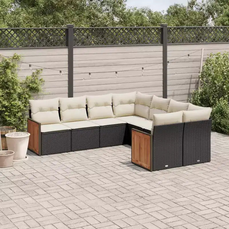 vidaXL Garden Sofa Set Black PE Rattan Large Adjustable Feet