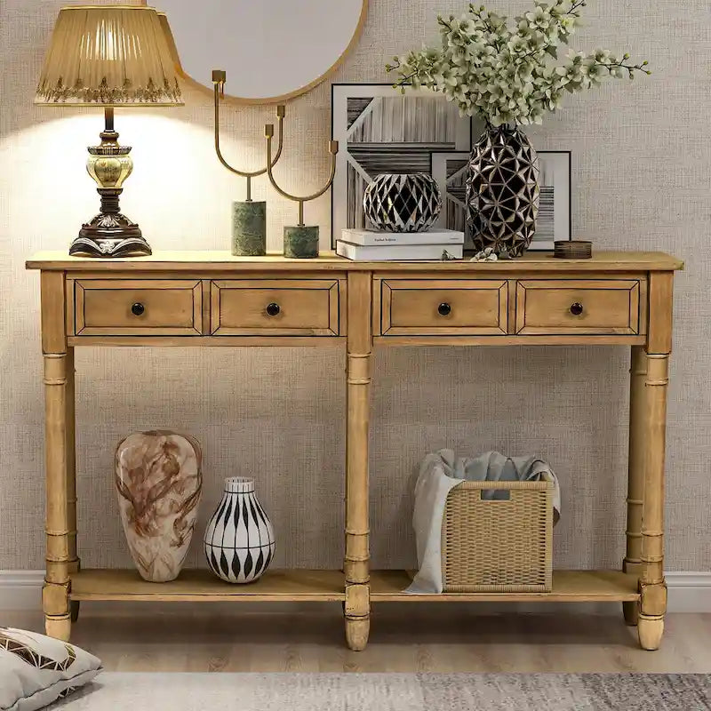 2-Drawer Console Table with Bottom Shelf