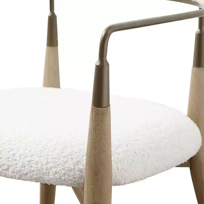 HOMLUX Set of 2 Upholstered Accent Dining Chairs Arm Rest Curved Backrest