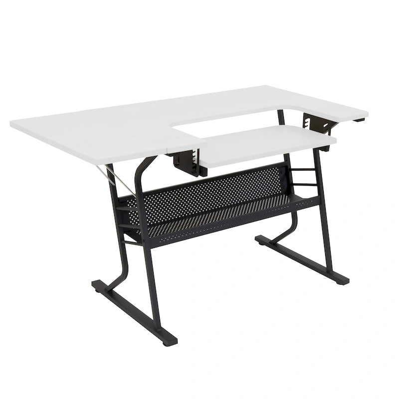 Sewing and craft table, white or maple wood tabletop