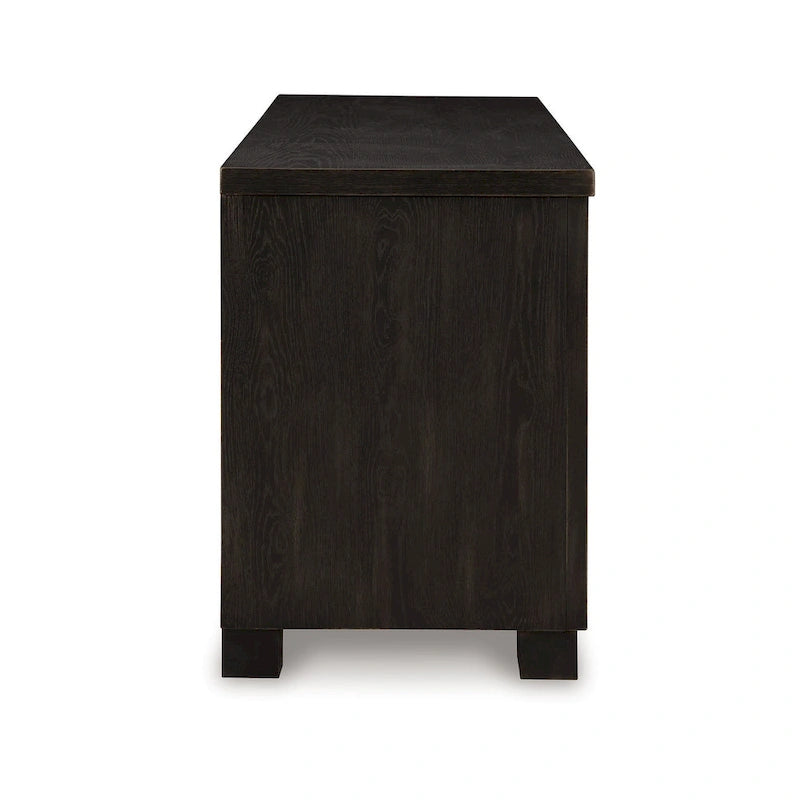 Galli Large TV Media Console, 2 Drawers, 4 Shelf, Black Wood, 80 Inch