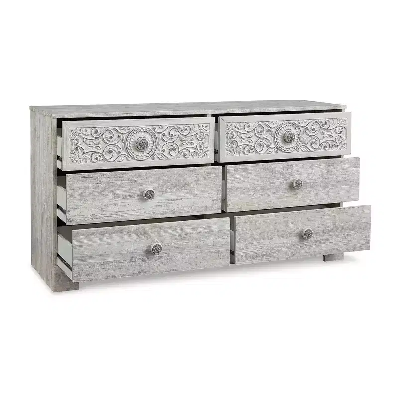 Signature Design by Ashley Casual Paxberry 6 Drawer Dresser, Whitewash