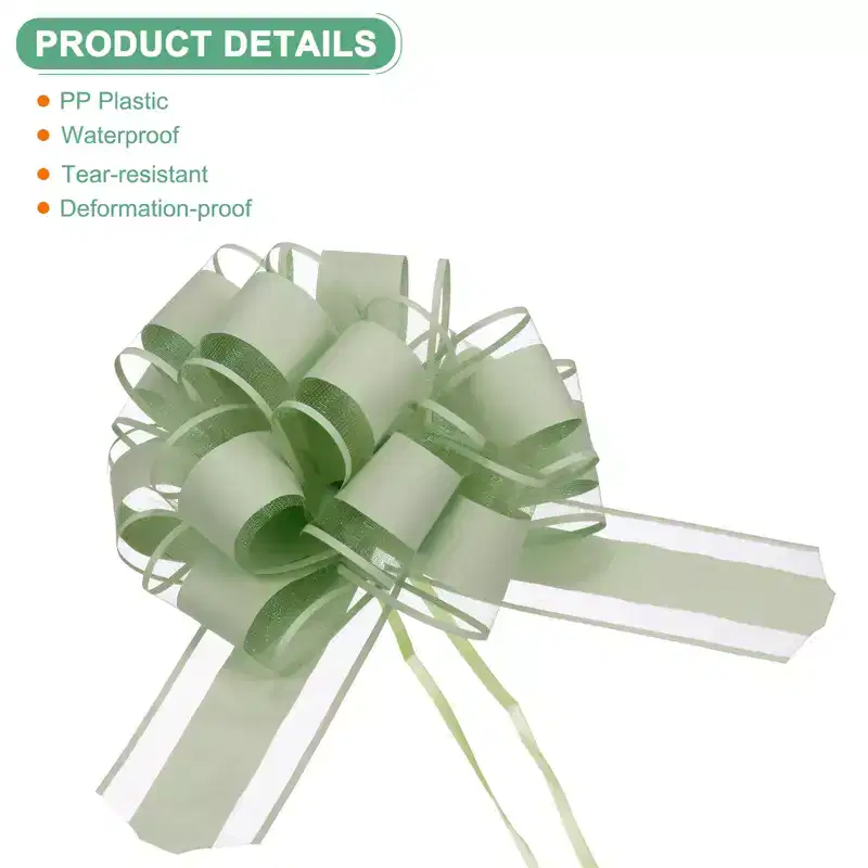 Unique Bargains Plastic Flower Ribbon Satin Gift Bow Pull Bows 12 Pcs