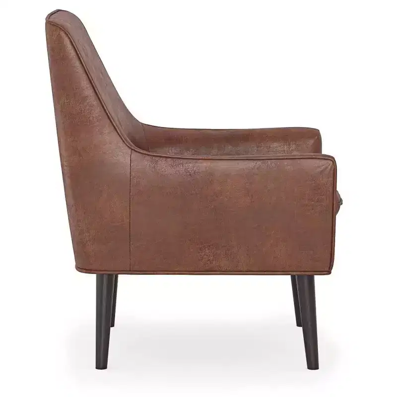 Warnock Accent Chair Distressed Saddle Brown - WyndenHall: Faux Leather, Rubberwood Legs