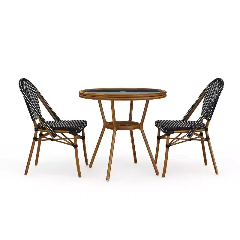 Martha Stewart Lily Pond Indoor-Outdoor Bistro Dining Table with 2 Stackable Bistro Chairs