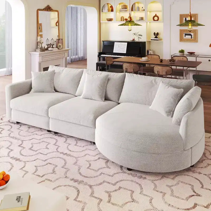 105.5 Upholstered Combination Sofas with Three Pillows and Curved Seat-ModernLuxe