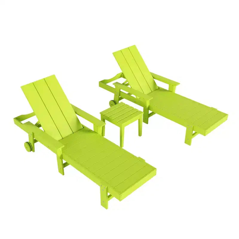 WestinTrends Ashore Modern Poly Reclining Chaise Lounge Set with Side Table