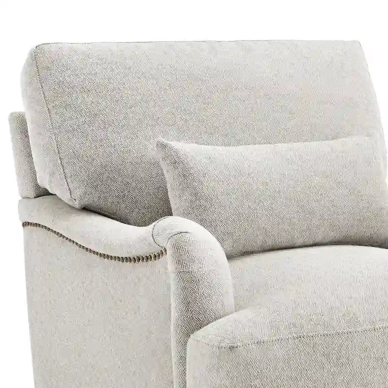 Modern Arm Accent Chair Upholstered with Solid Wood Frame and Lumbar Pillow