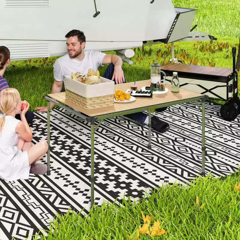 Folding Camping Table, Adjustable Height Aluminum Table, Portable Camping Table for Picnic, Beach