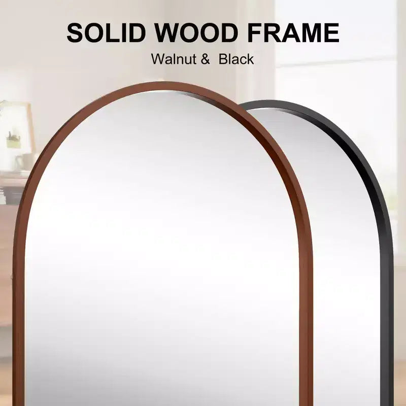 Solid Wood Straight-Edge Rectangular Full-Length Mirror - Black Frame 180x90x2cm (Stand Not Included)