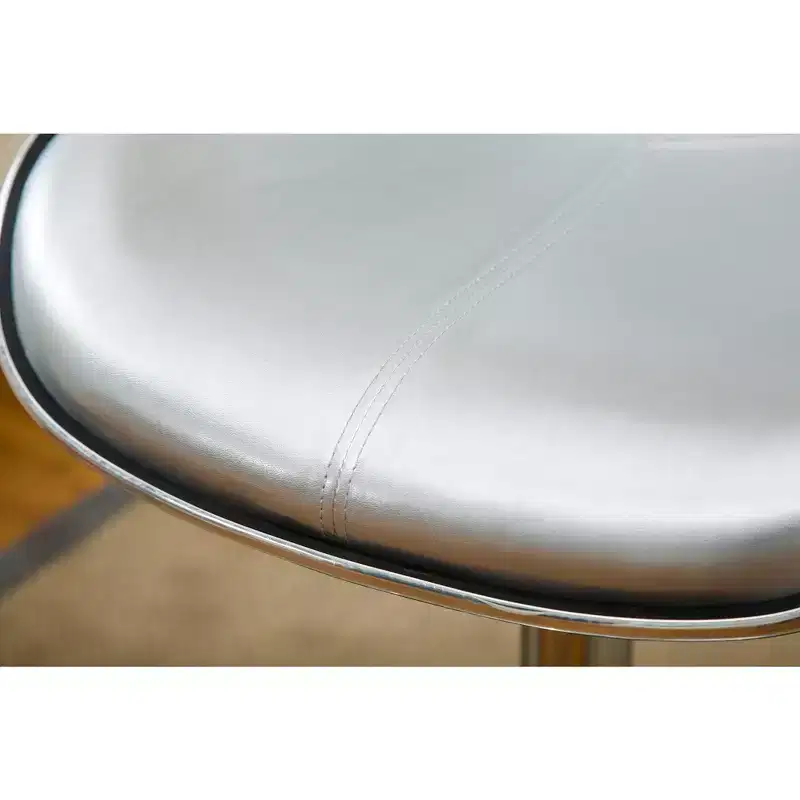 Roundhill Furniture Masaccio Cushioned Leatherette Upholstery Airlift Adjustable Swivel Barstool with Chrome Base, Silver, Set of 2
