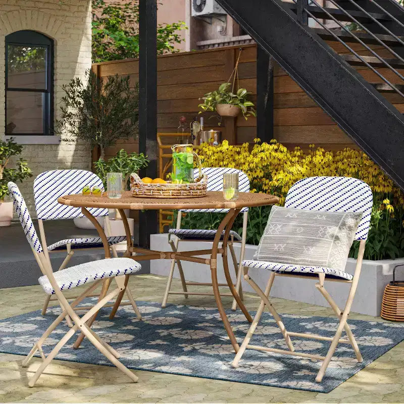 French Cafe Outdoor Patio Dining Folding Chairs Beige - Threshold