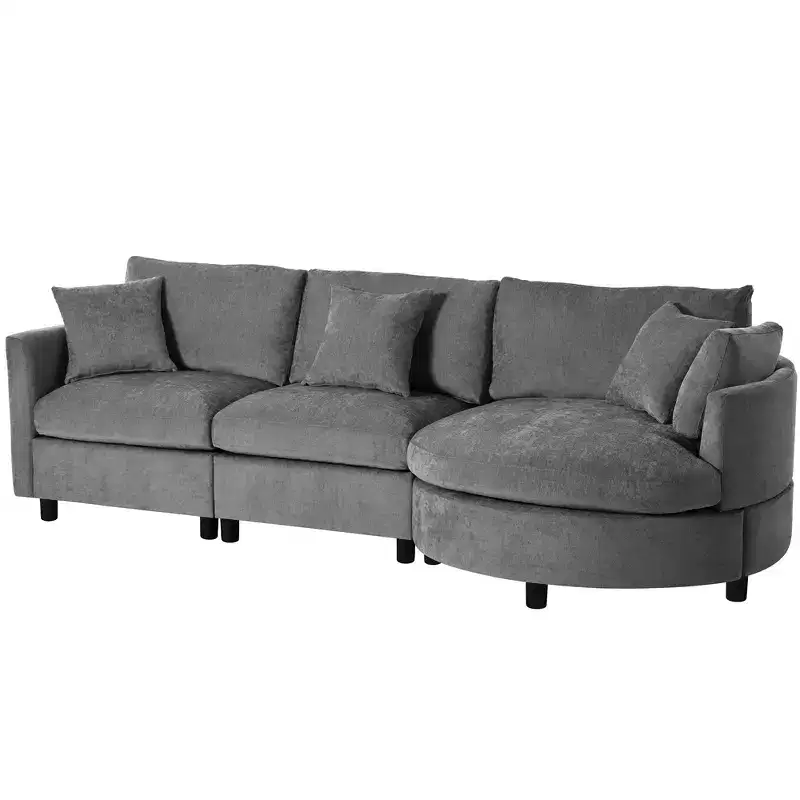 105.5 Upholstered Combination Sofas with Three Pillows and Curved Seat-ModernLuxe