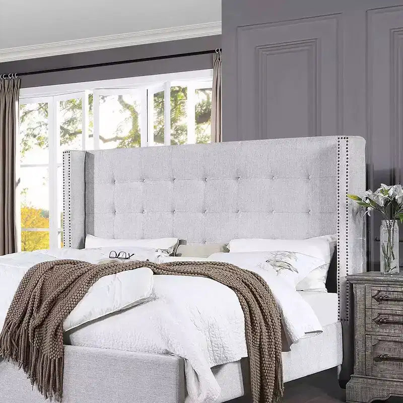 90" Queen Bed Artesia with Wingback Design & Faux Leather - Acme Furniture