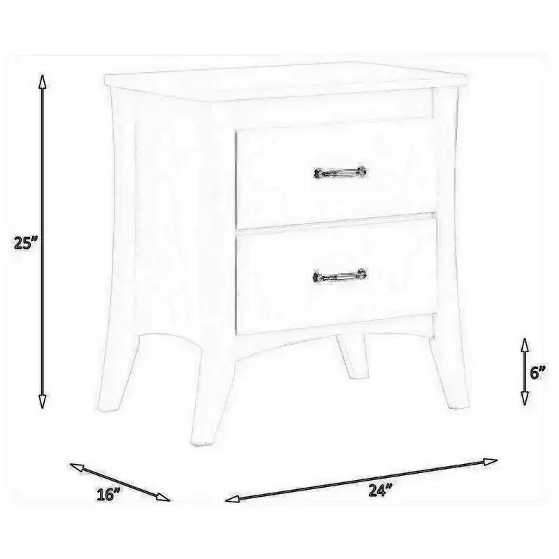 Royal Hampton Style 2 Drawers Wood Nightstand By Babb, White
