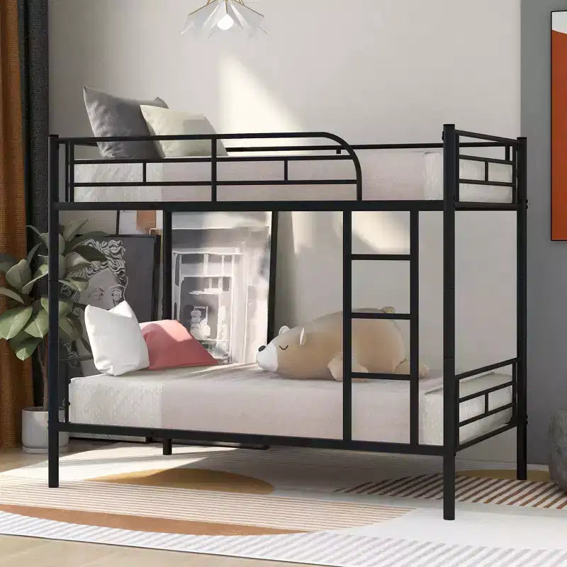 Twin Over Twin Metal Bunk Bed Silver