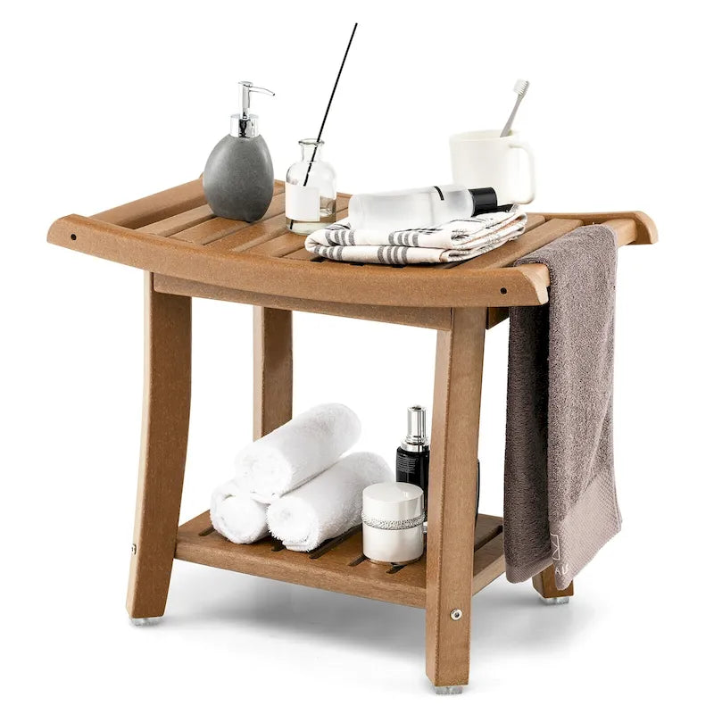 2-tier Shower Bench Waterproof Spa Bath Shower Stool Heavy Duty