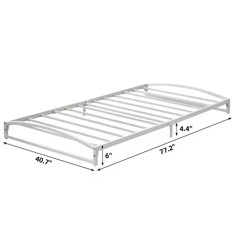 Metal Bed Frame - Heavy Duty Platform Bed Frame with Storage, Steel Supports, No Box Spring Required, Easy Assembly, Noiseless, White