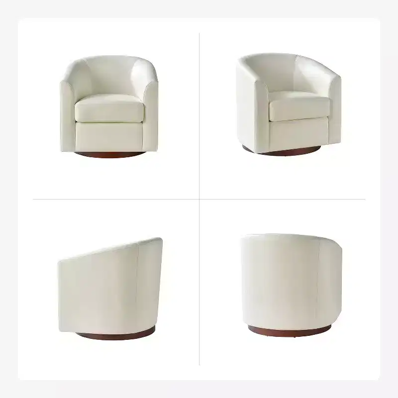 Set of 2 Jessie 30.5 Wide Modern Swivel Barrel Faux Leather Chair with Solid Wood Base|ART OF LIVING DESIGNS