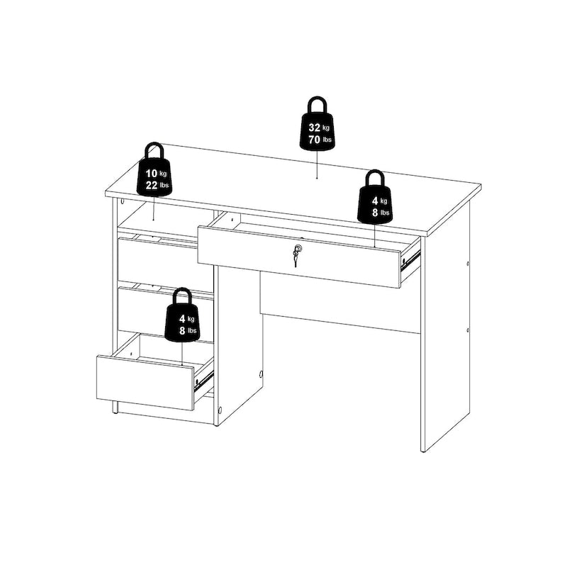 Home Office Writing Desk with 4 Drawers and Open Shelf