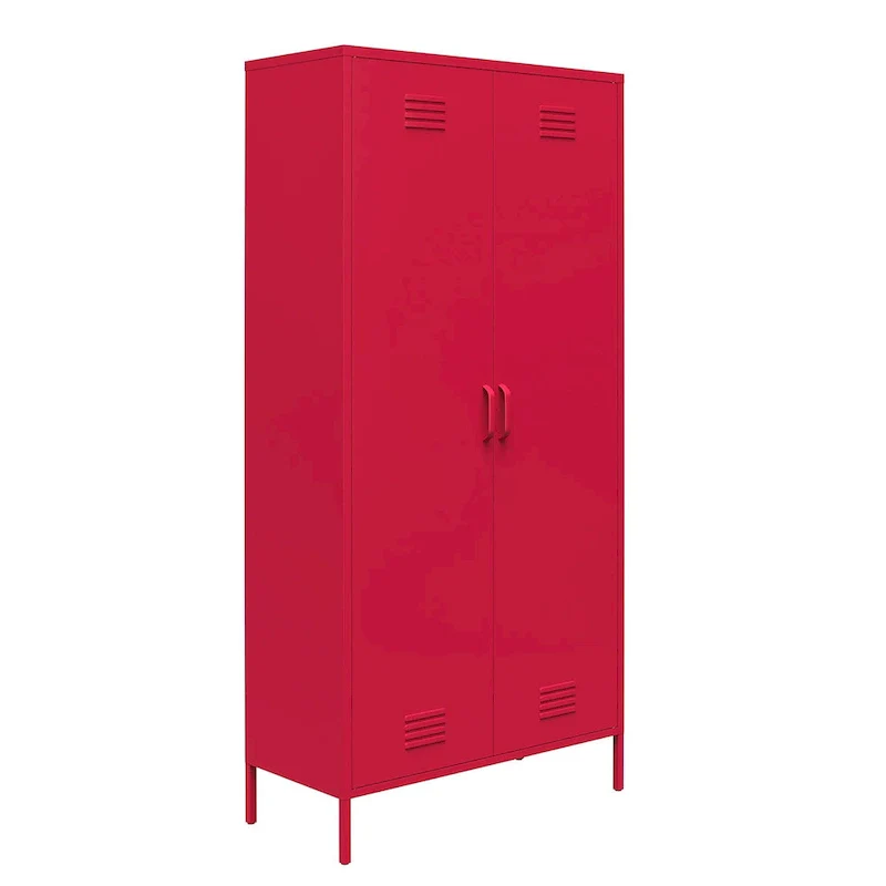 Orange / Pink 2-Door Tall Metal Locker Storage Cabinet, 1-Person