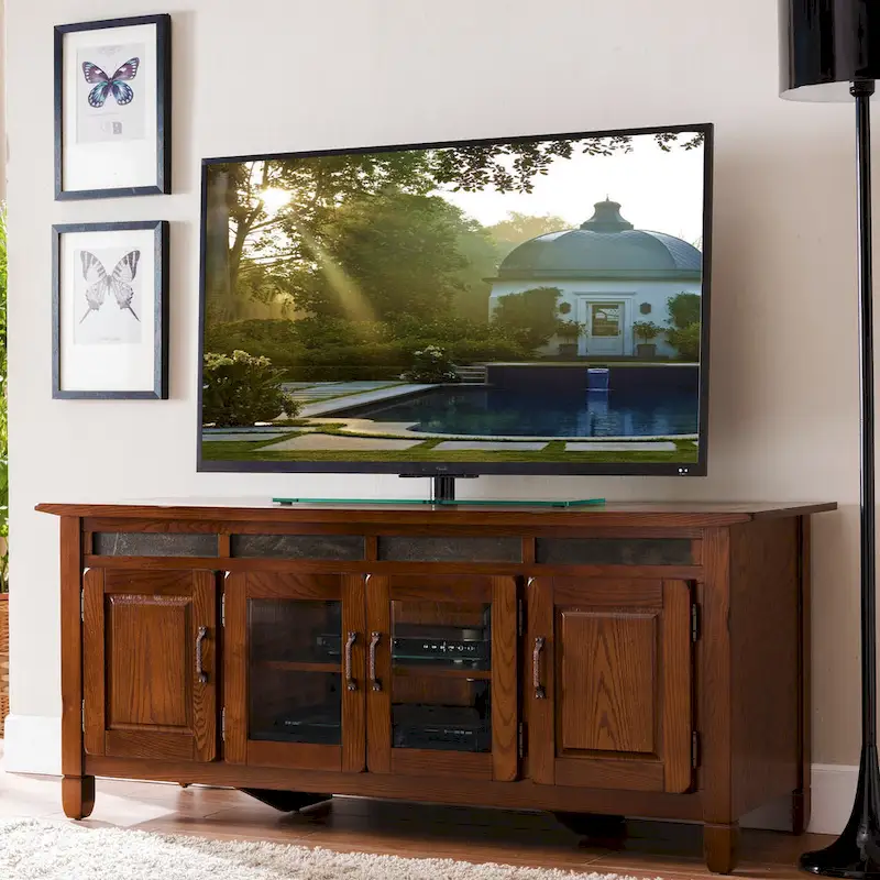 Wood TV Stand with Storage for Screens up to 65 Inches
