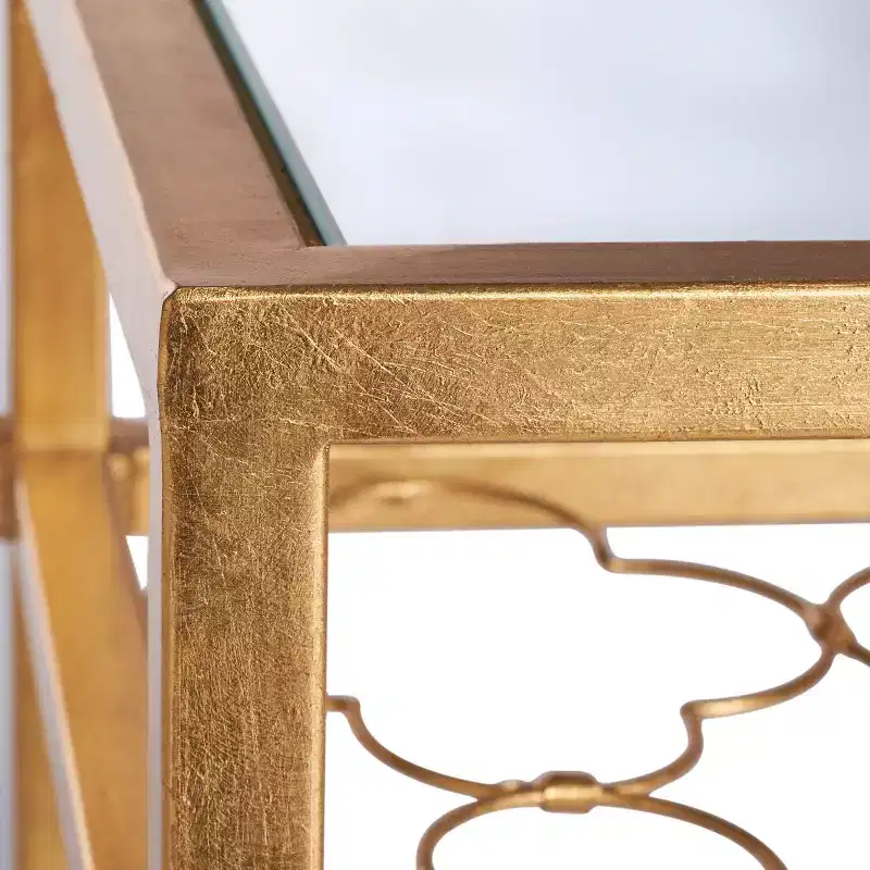 Hanzel Gold Leaf Glass Side Table - AMH8312 - Safavieh Couture
