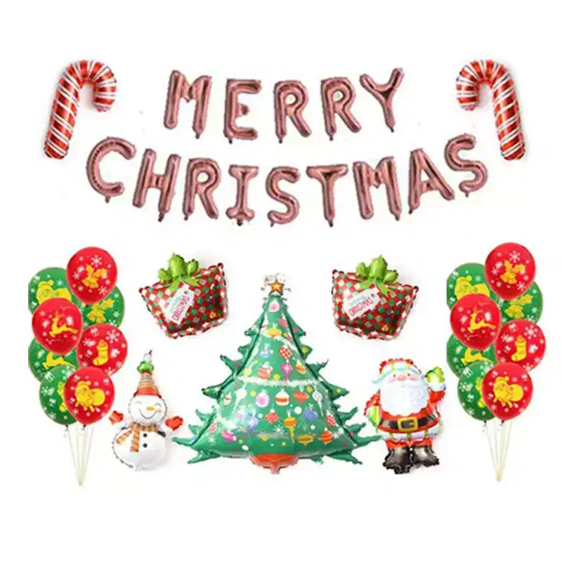 Home Collection Christmas Party Balloons Banner Set Santa Claus Xmas Tree