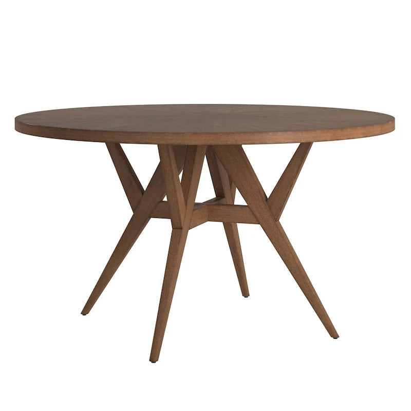 Round Mid-Century Modern Walnut Base Dining Table