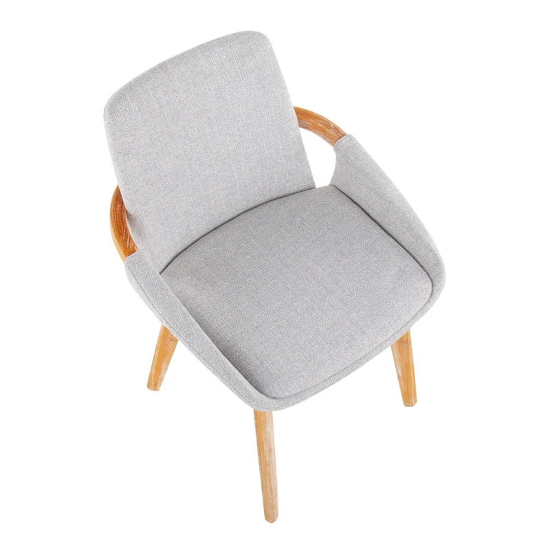 Mid-Century Upholstered Dining Chair with Natural Wood Arms and Legs