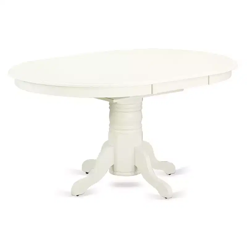 HomeStock 7 Piece Dining Table Set Linen White Oval Table & 6 Chairs Modern Style