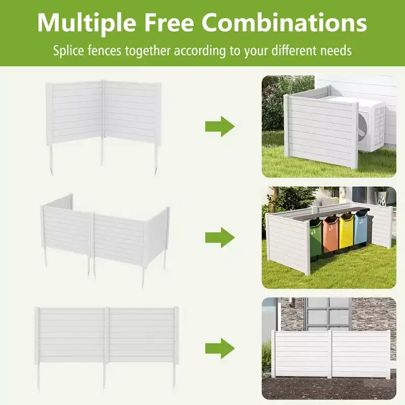 Costway 48L x 37.5H Air Conditioner Fence with 3 Ground Stakes Black/White