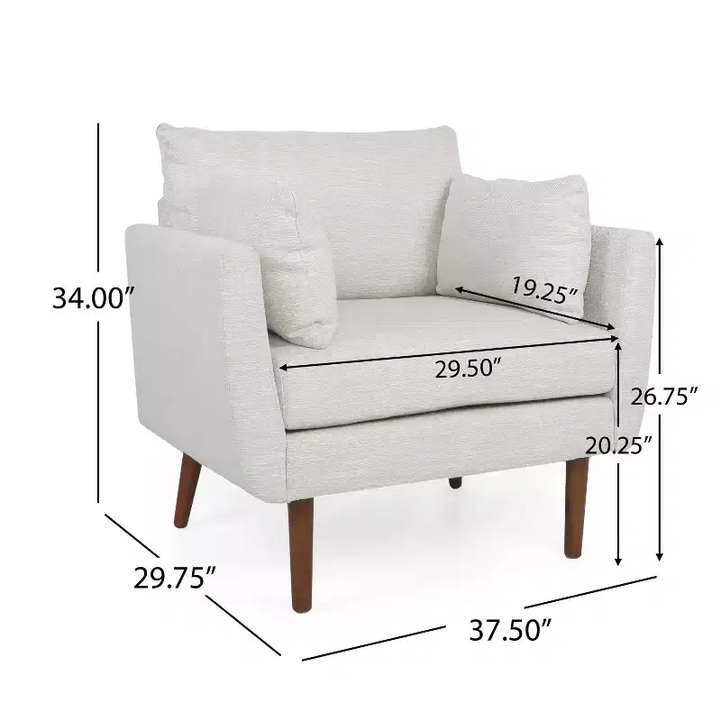Christopher Knight Home Gould Upholstered Club Chair with Accent Pillows Beige/Walnut