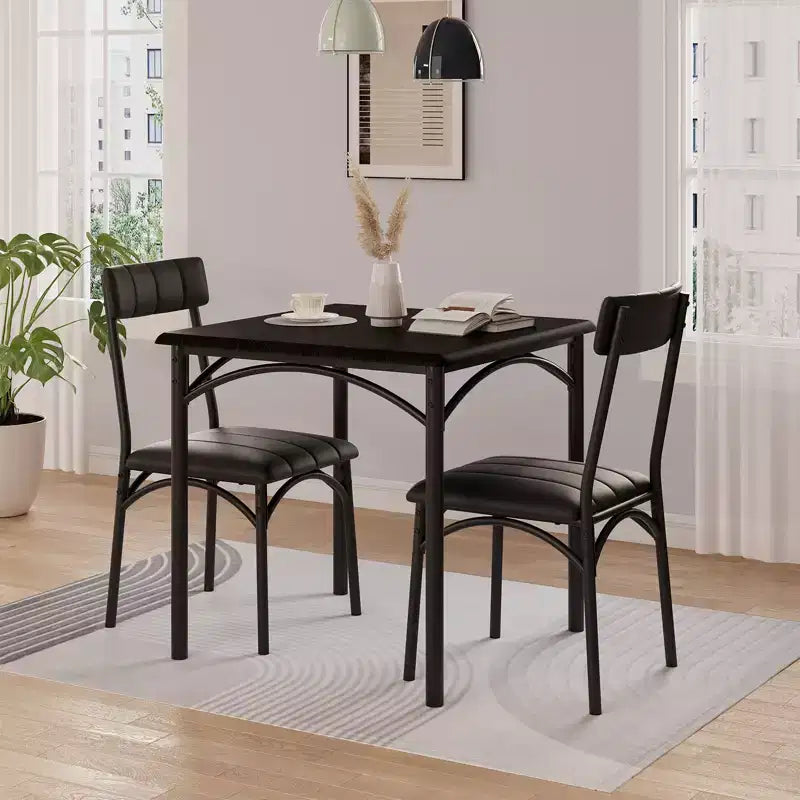 Dining Table Set for 2, Kitchen Table and Chairs, Square Dining Room Table Set with 2 Upholstered Chairs, for Small Space, Apartment